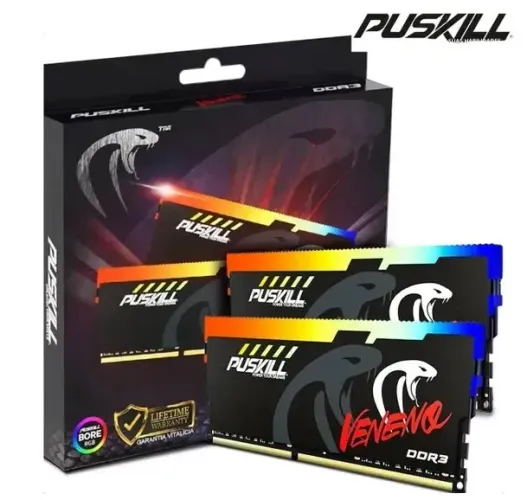 Memória RAM PUSKILL RGB DDR3 16GB (8GBx2) 1600MHz - Dual Channel
