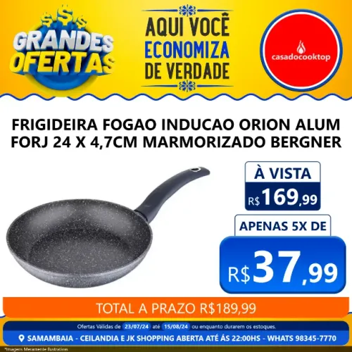Frigideira fogao inducao orion alum forj 24 x 4,7cm marmorizado bergner  