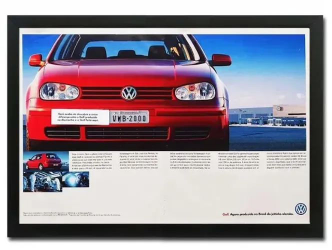 VW Golf GTI 1.8 Turbo 2000 - Quadro / pôster decorativo com propaganda original de revista