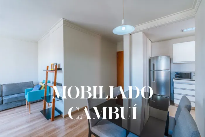 Apartamento moderno mobiliado para locação em condomínio edifício Dijon, bairro Cambuí, Ca