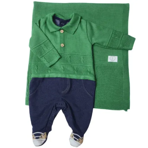Kit Saída Maternidade Menino RN Verde (Novo)