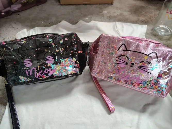 Estojo/nécessaire de gato com glitter