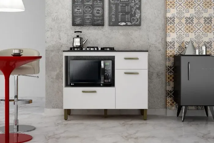 Balcão para Cooktop 5Bcs Teresina Valdemoveis Branco - Entrega Rápida! 