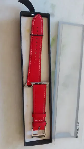 Pulseira de relógio Apple Watch 42mm Vermelha de Couro