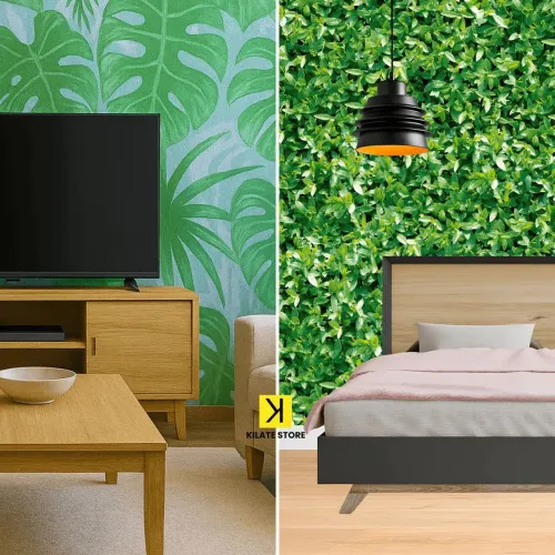 Papel de parede adesivo 10 metros folhagem verde