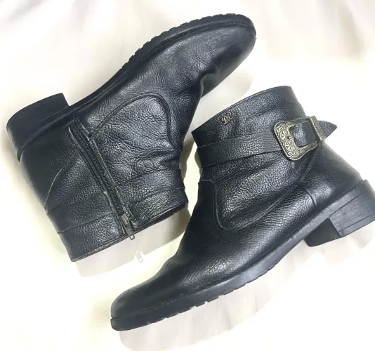 Botas Cano Baixo Couro Legitmo Preto 