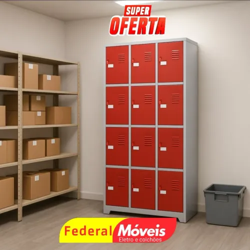 Armário de Aço 12 Portas - Perfeito para academia ou vestiário!