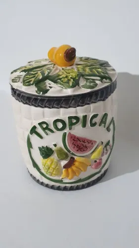 Antigo pote tropical em cerâmica Nestlé Pão de açúcar leia descrição 