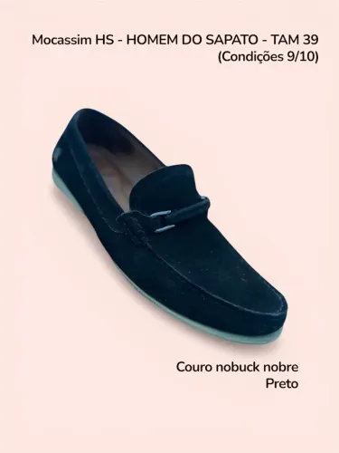 Mocassim  HS - homem do sapato em  couro  nobuck  39 / 40  usado 3 vezes 