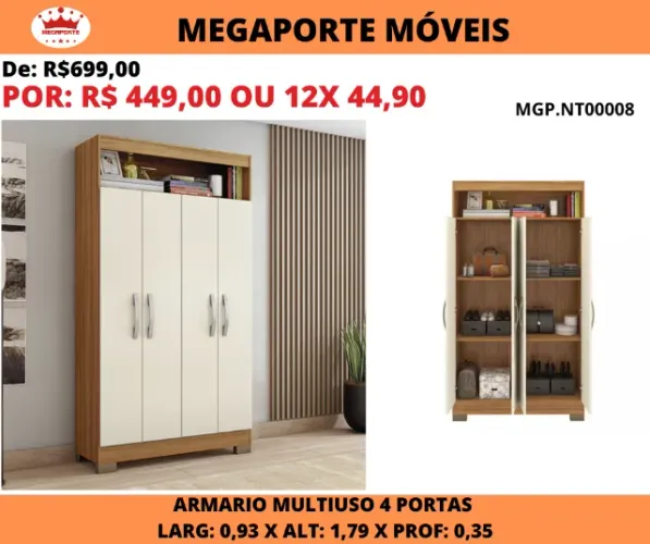 Armário Multiuso 4 Portas