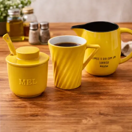 kit café da manha gourmet 03 peças em ceramica - Ceraflame  C24