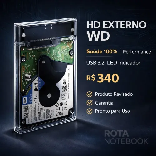 Hd externo 2 terá saúde 100%performance USB 3.2 case transparente