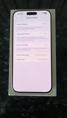 iPhone 16 Pro Max 256GB Titânio Natural - 93% Bateria - Excelente Estado