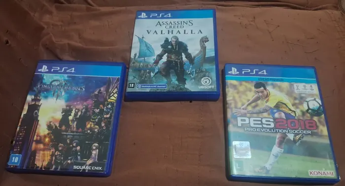 Jogos ps4 ( Kingdom Hearts 3,PES 2018 e Assasins Creed Valhala .