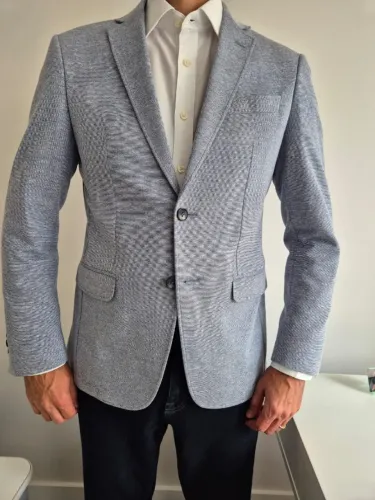 Blazer Paletó Aramis em malha - Slim Fit - Azul - Tamanho 48