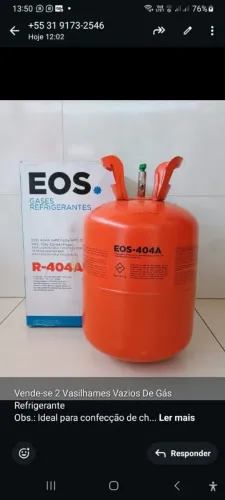 Vende-se 2 Vasilhames Vazios De Gás Refrigerante