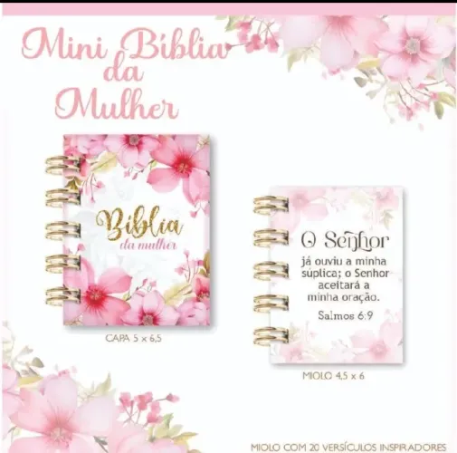 Kit 5 Chaveiros Mini Bíblia com Versículos