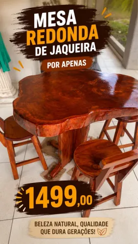 Mesa redonda de jaqueira
