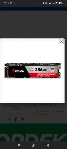 SSD Keepdata 256GB, M.2 Nvme, Leitura Até 2400MB/s Gravação 1700MB/s, KDNV256G-J12