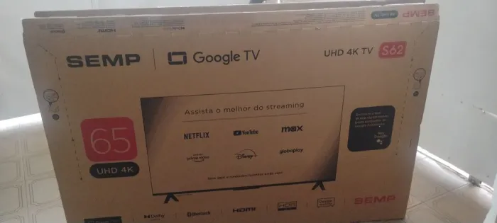 caixa de papelão para tv 65" com isopor de proteção.