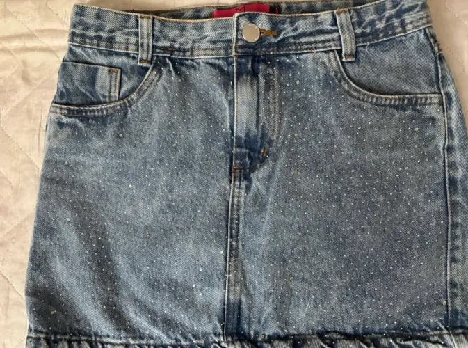 Saia jeans com brilho