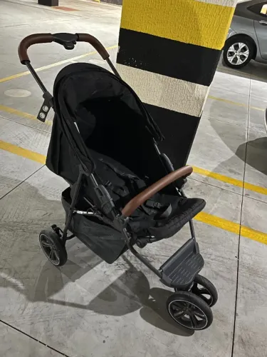 Carrinho De Bebê Treviso 3 Woven Black Com Couro Abc Design - Impecável