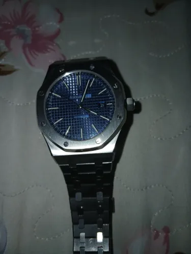 Relógio Masculino Estilo Royal Oak Automático Aço Inox Mostrador Azul
