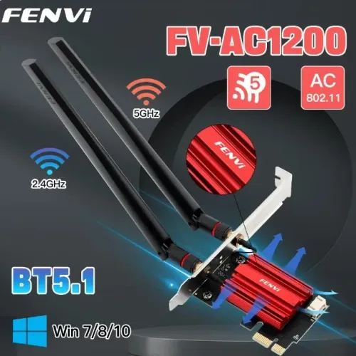 Placa de rede sem fio Fenvi banda dupla 2.4g/5ghz com Bluetooth 5.1 Placa nova atualizada