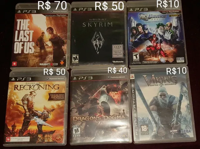 Kit/Lote 6 Jogos PS3 Playstation 3 - Dragon's Dogma, Skyrim, The Last of Us LER DESCRIÇÃO