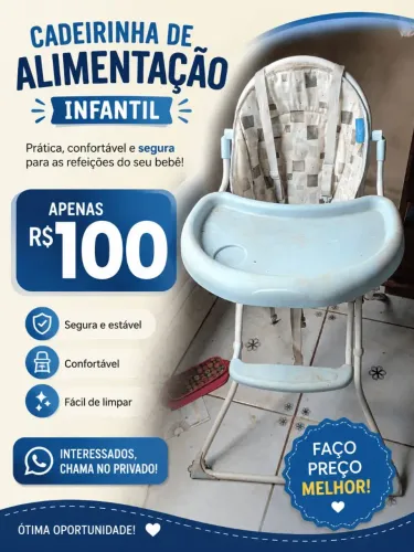 Cadeirinha de alimentação por seu menino