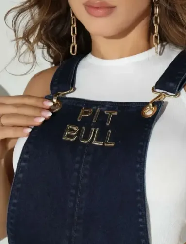 Jardineira jeans Pittbull feminina