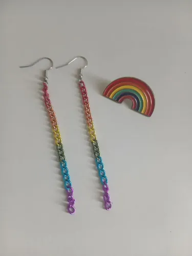 Brinco Corrente Arco-Íris LGBTQ+ e Pin Arco-íris