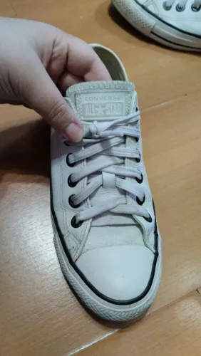 All Star Converse Couro Branco Cano Baixo Tam 35