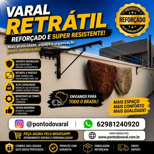 Varal retrátil reforçado 