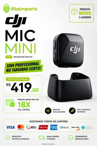 Microfone Sem fio / Dji Mic Mini 1TX (Novos) Imperdível em até 18X