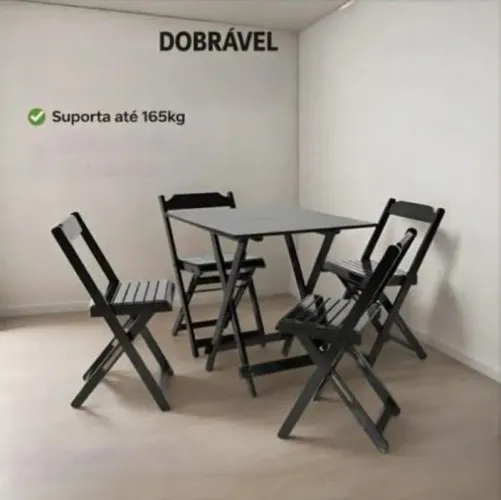 NOVAS Mesas de Bar Dobráveis Temos Cadeiras Dobráveis cor preta