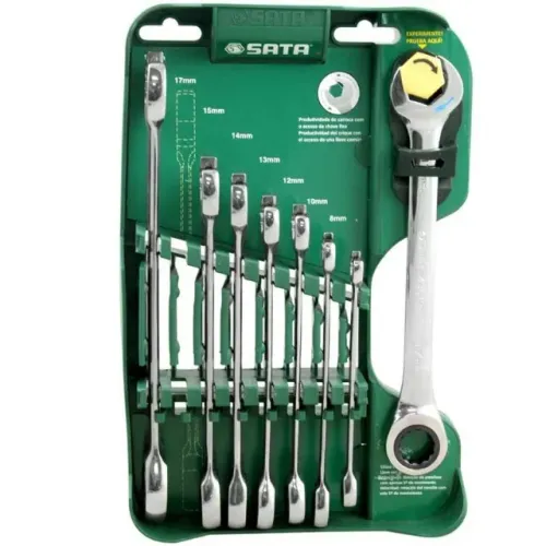 Jogo chave combinada com catraca 8 pçs speedy - Sata