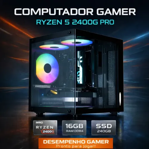 PC Gamer Amd Ryzen 5 2400G - 16Gb Ram - SSD 240Gb, Novo Loja Coimbra Computadores