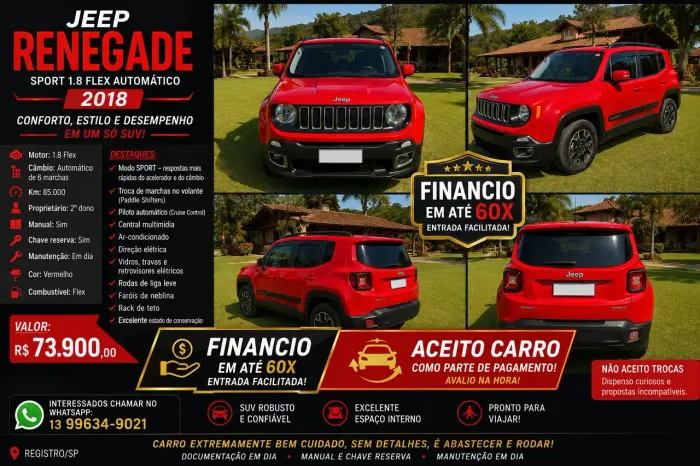 Jeep Renegade 1.8 4X2 Flex 16V Aut. 2018