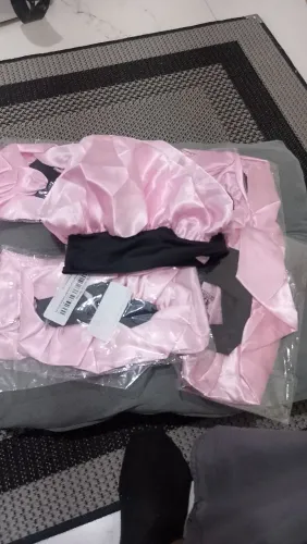 9 Unidades de touca Rosa de cetim com faixa preta faixa