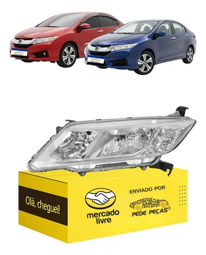 Farol Honda City 2015 2016 2017 Cromado Manual Le Esquerdo/motorista
