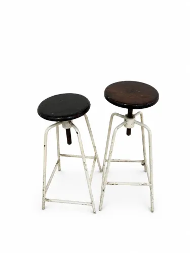 par com 2 Banquetas Industriais Reguláveis em Metal - Vintage Retrô
