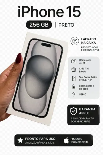 iPhone 15 256gb - PRETO
