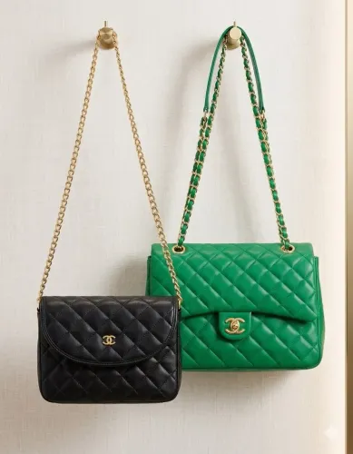 Bolsas Femininas Matelassê Preta e Verde