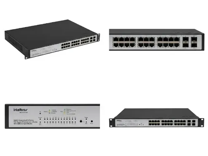 Switch Gerenciavel 24 portas PoE Gigabit com 4 portas Mini-Gbic Intelbras SG 2404 POE
