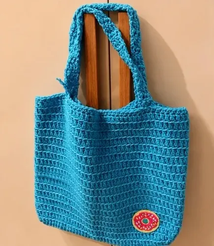 Bolsa de Crochê Artesanal Azul ?