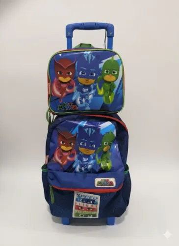 Mochila infantil menino Personagens PJ Maskes azul 