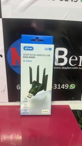  Adaptador Wireless Wifi Usb Knup Kp-aw163 4 Antenas 433mb/s Pc e Notebook - Unidade <br>
