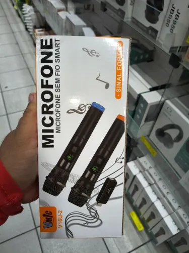 Par Microfones Dinâmico Sem Fio Duplo Profissional Pilha Mão
