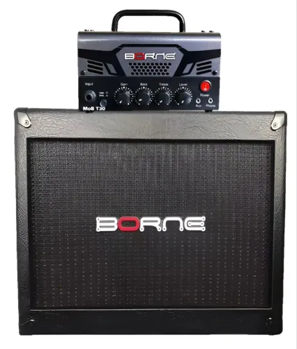 Kit Cabeçote Guitarra Mob T30 30w Cinza +gabinete G110 Borne